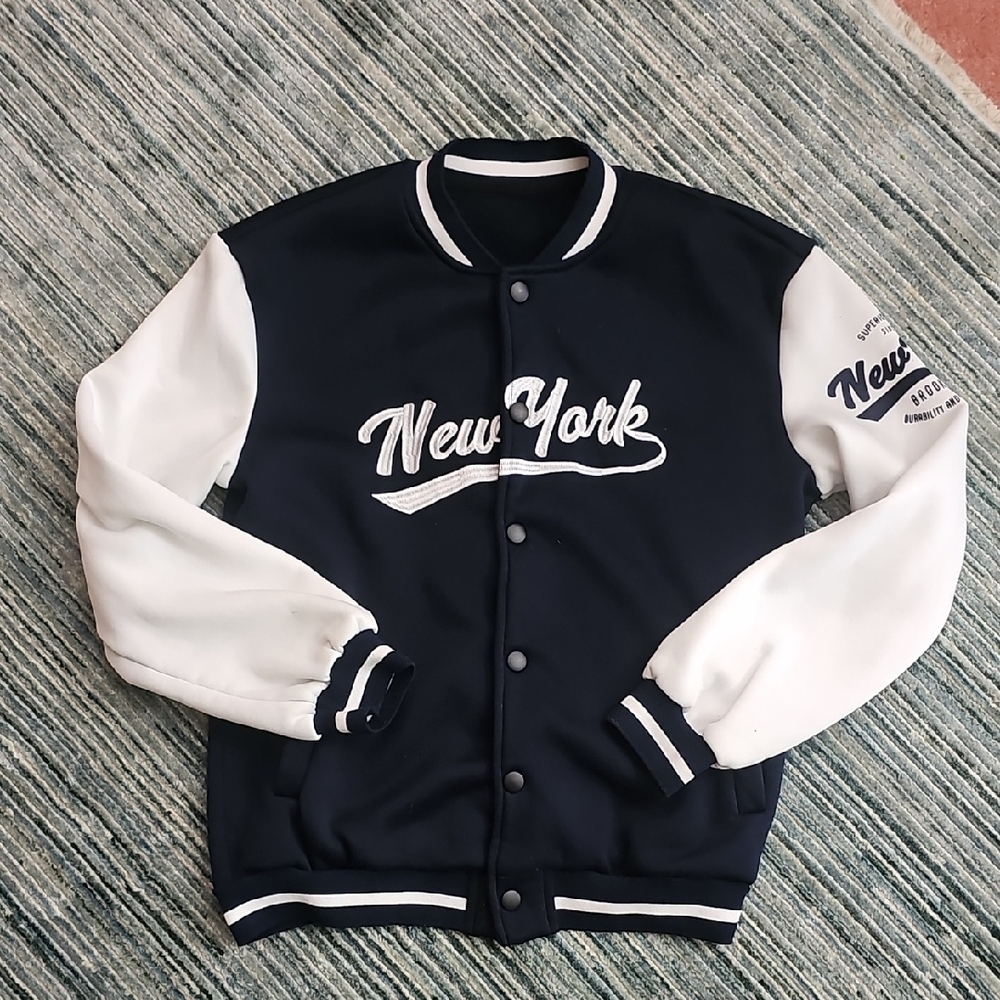 New York Navy and White Varsity Jacket